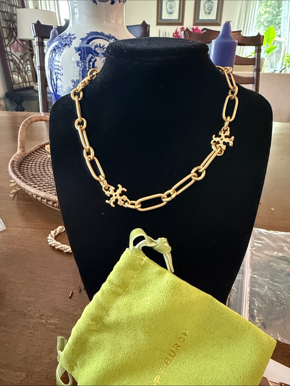 Tory Burch Gold Logo Link Chain Necklace
